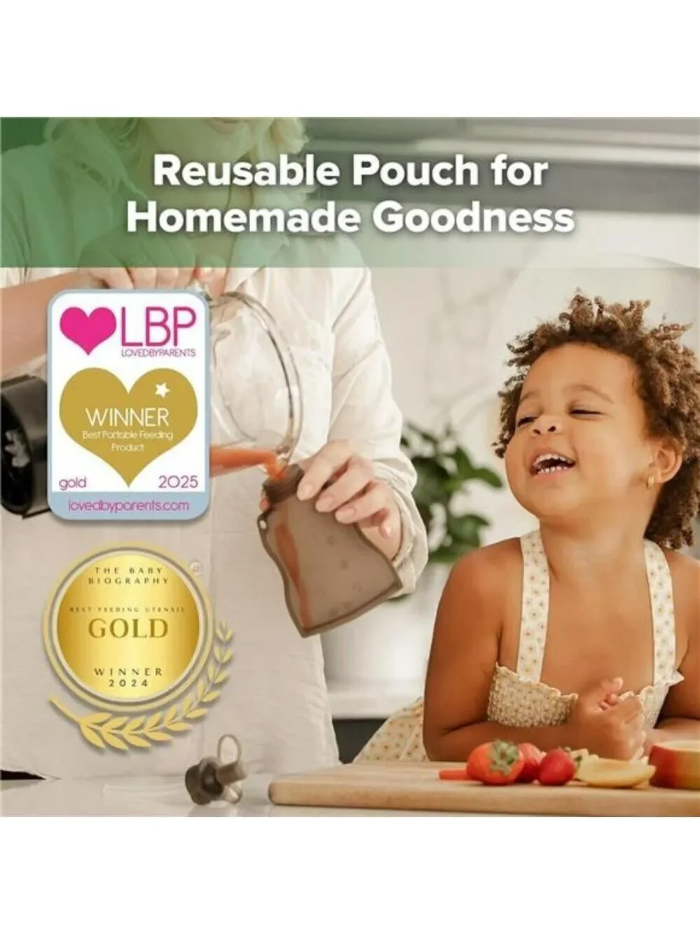 Haakaa Reusable Baby Food Pouch 2 Pack Silicone Toddler Feeding Storage 4oz